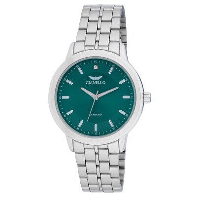 Gianello Genuine Diamond Dial Echo Round Link Watch Carat Size 1/10