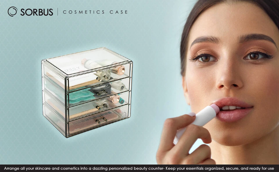 Organizador de Maquillaje Acrílico Sorbus 4 Cajones - Estuche de Almacenamiento de Cosméticos para Joyería Expositor Foto 4 de 4