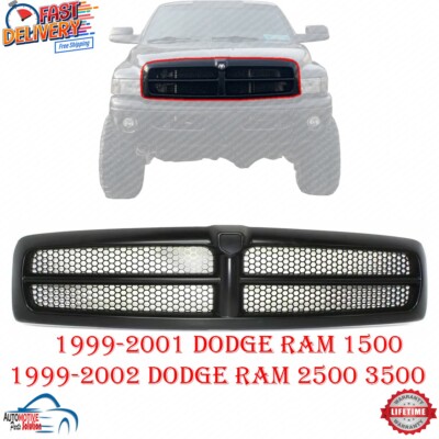 NEW FRONT GRILLE ASSEMBLY BLACK PLASTIC FOR 1999-2002 DODGE RAM 2500 3500 PICKUP