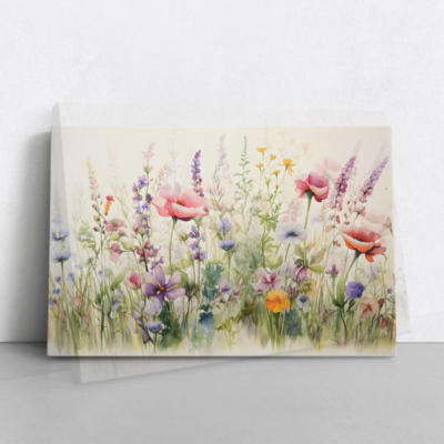 Watercolor Wildflowers Painting Wall Art Print Canvas Floral