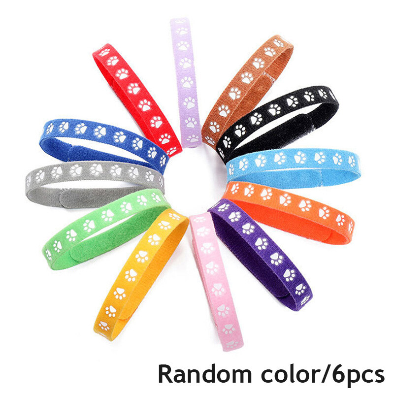 12Pcs Cute Paw Puppy ID Collars Whelping Dog Band Newborn Soft