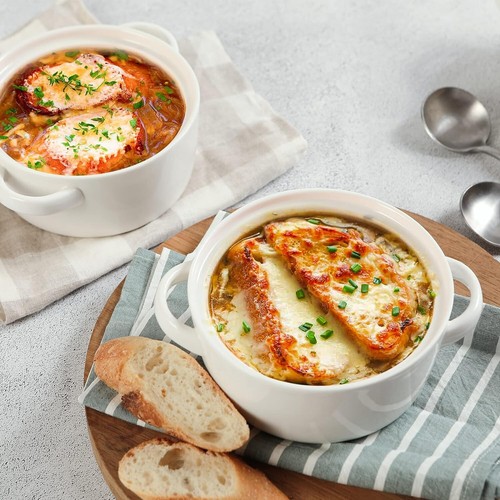 Elegant 24 oz Ceramic Soup Bowls with Handles, Set of 4 - Microwave & Oven Safe - Picture 4 of 9