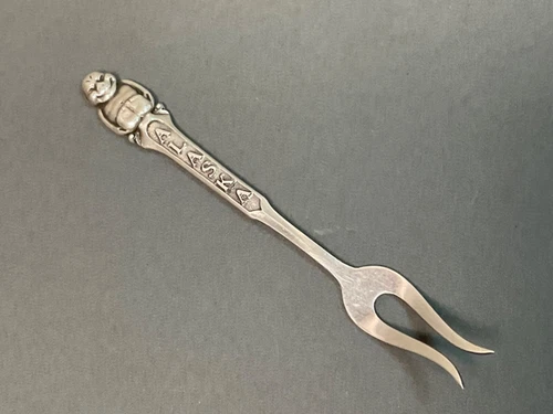 Sterling Silver Oyster Cocktail Seafood Fork Alaska Biliken Souvenir 2 Tines