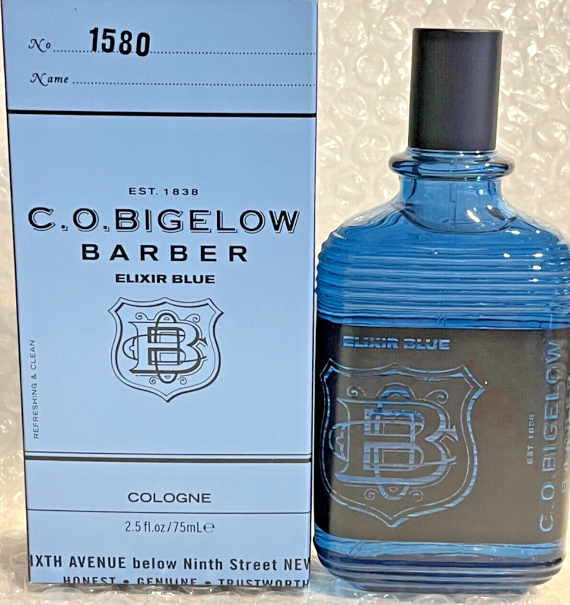 New C.O. BIGELOW BARBER No.1580 ELIXIR BLUE COLOGNE 75 ml/ 2.5 oz