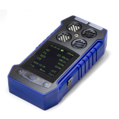 Handheld Multi Gas Detector CO H2S O2 Combustible Gas Monitor Time Temp Display
