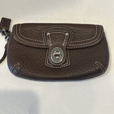 Authentic COACH Legacy brown Leather Wristlet - Turnlock Pocket Zip Top- EUC