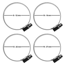 Small A2 HOSE CLIPS, Fuel Pipe Clamps, Worm Drive, Jubilee Type, Ducting Vent