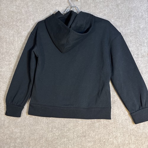 Girl's Fleece Lined Black Sweatshirt Hoodie Silver Stars Size XL 14-16 NWT - Picture 3 of 5