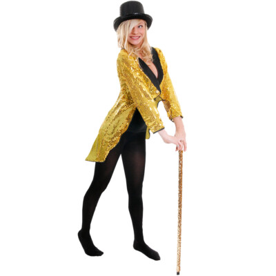 Costume Calvin Klein Cappotto Di Coda Paillettes Adulto - Costume Cabaret, Circo E Ballo Sfarzoso! Cappotto Coda Paillettes Cabaret
