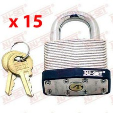 Laminated Steel Padlock 40mm 1-1/2" Pack of 15 Keyed Alike
