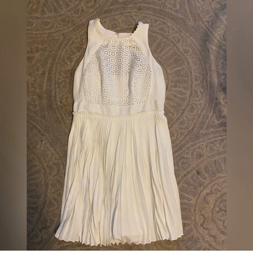 Vestido de encaje plisado blanco talla 10 Freeway para mujer nuevo con etiquetas Foto 2 de 3