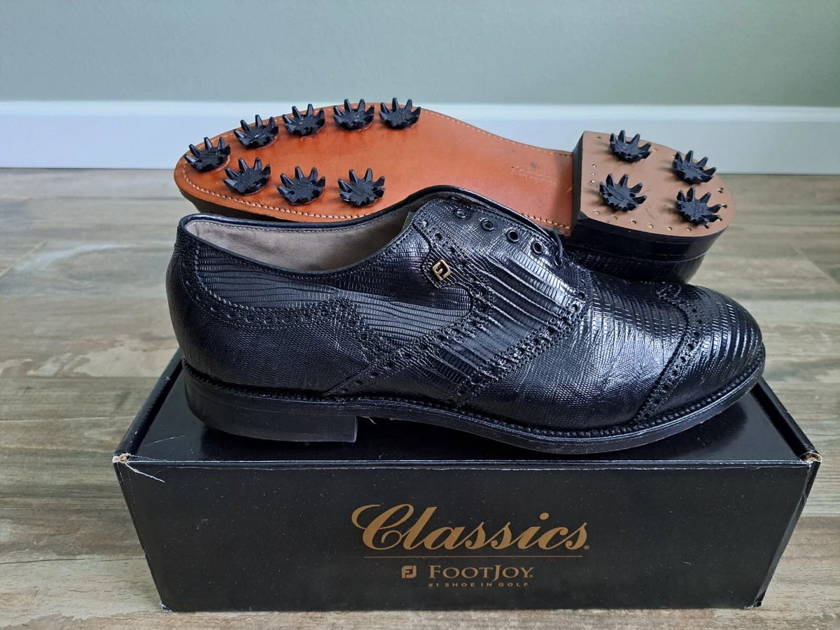 NEW RARE Exotics Footjoy Classics Mens Golf Shoes 57414 BLK Tegu Lizard 12D eBay