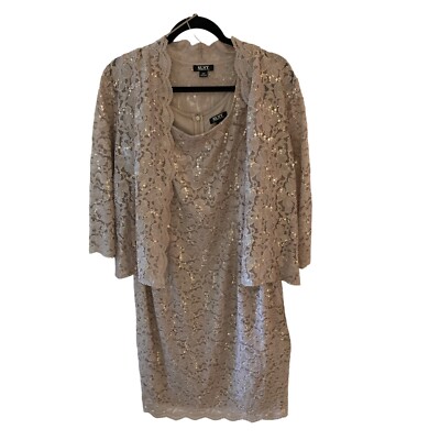 NWT SLNY Women's Petite Lace Jacket Midi Dress Set