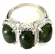 CONNEMARA MARBLE J.C. WALSH & SONS  STERLING 3 CABACHON RING  SIZE 8 JCW128