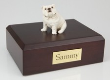 Bulldog, White Pet Funeral Cremation Urn Avail in 3 Different Colors  4 Sizes