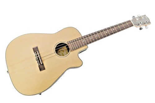 Clearwater Bariton Ukulele runder Rücken massiv Fichte Top in Satin-Finish mit p/u - Bild 1 von 10