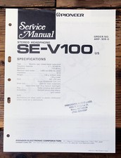 Pioneer SE-V100 Headphones  Service Manual *Original*