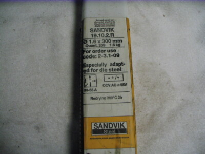 SANDVIK ARC ROD ESPECIALLY ADAPTED FOR DIE STEEL, .0629''/1.6mm 3.527 LBS.1.6 KG