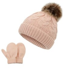 Baby Newborn Hats Knit Soft Infant Kids Winter Hat Pom Pom 3-8 Years B Pink