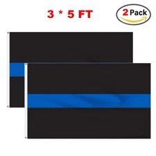Thin Blue Line Flags 2 pack 3x5 Home Garden Polyester Nylon Flag Brass Grommets