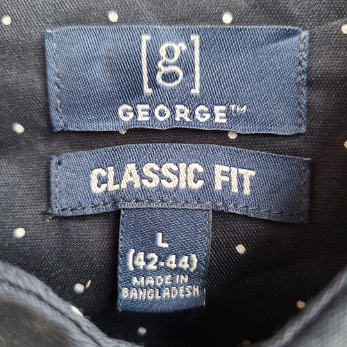 George Men's Long Sleeve Poplin Button-Up Shirt Blue Cove Geo Size L - Picture 6 of 16
