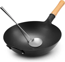 Iron Wok, 14.17’’ Traditional Round-Bottom Wok, Chef’S Professional Stir-Fry Pan