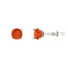 Red Zirconia Stud Earrings for Women, Push Back 0.5 cttw, 4.0mm, Round-Cut 