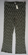 Aerie 067-0701 Women's Sz S Green Striped High-Waist Ribbed Flare Stretch Pants