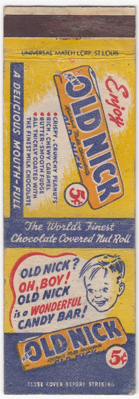 Vintage Matchbook "OLD NICK CANDY BAR" eBay