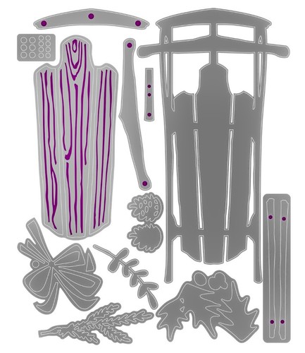 New Retired Sizzix Thinlits Vintage Sled #666339 12pk Retail $24.99 Tim Holtz - Picture 3 of 8