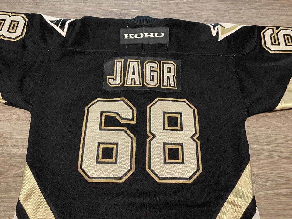Camiseta deportiva de hockey Jaromir Jagr #68 Pittsburgh Penguins auténtica cosida Koho juvenil S/M Foto 2 de 4