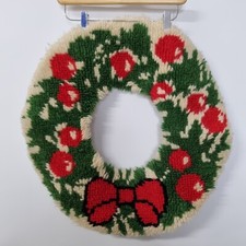 Vtg MCM Large Completed Christmas Wreath Latc...