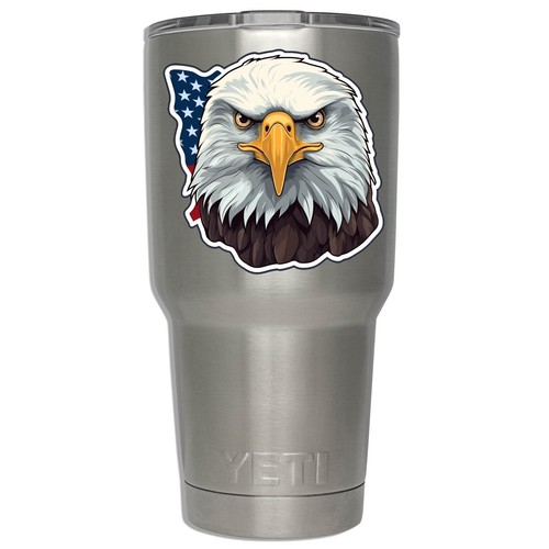 Weißkopfseeadlerkopf mit amerikanischer Flagge Vinyl Aufkleber - Bild 3 von 3