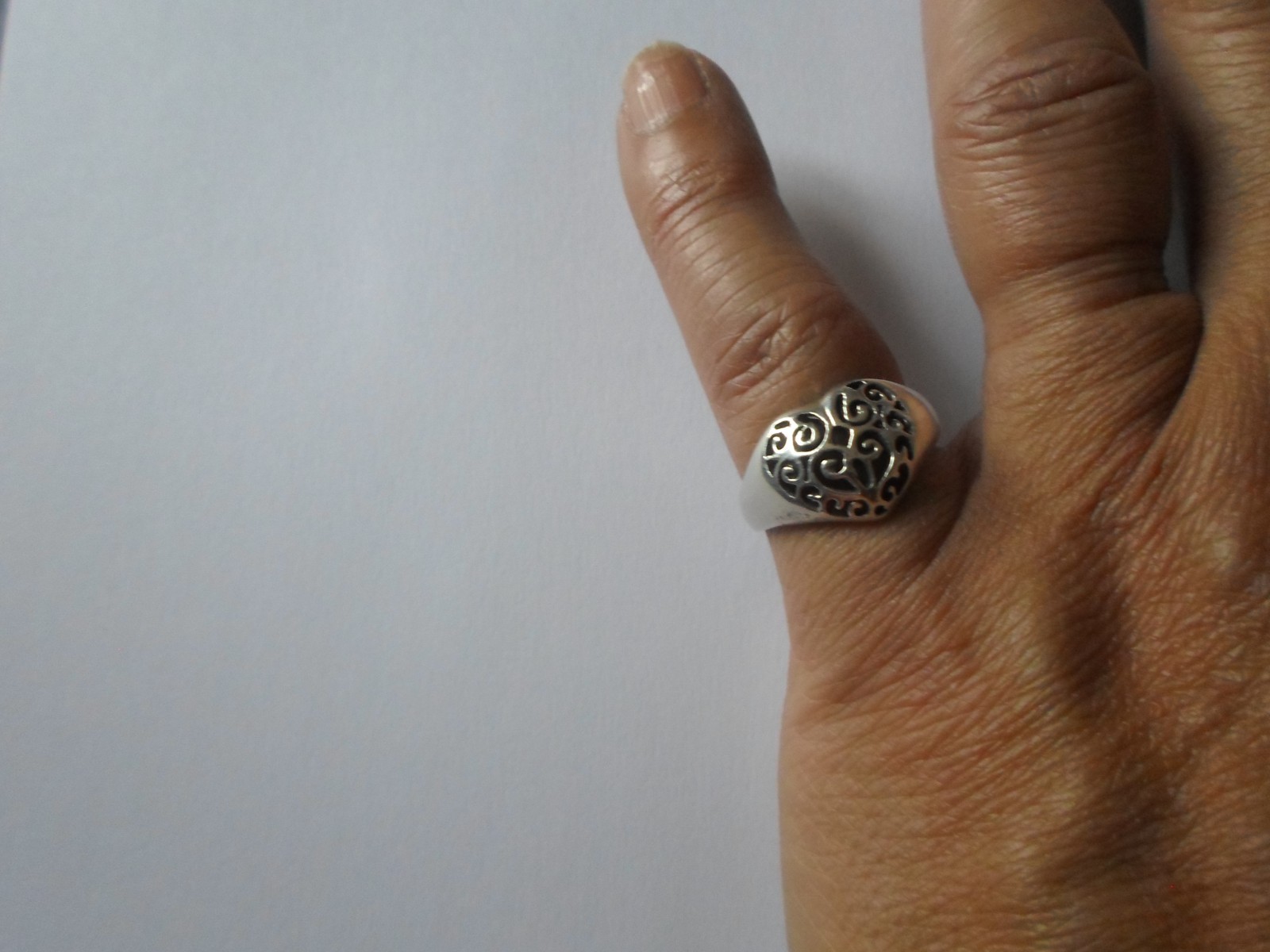 solid silver ring, openwork dome, heart, size 54 - image 4