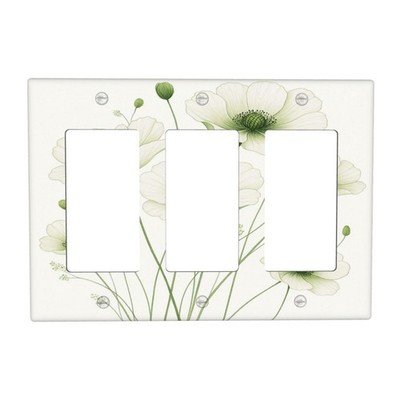 OILbiexn Light Switch Cover Minimalist Green Flowers Modern Floral 3 Gang Wall P
