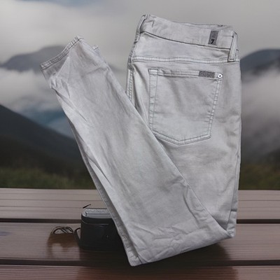 7 For All Mankind Pants Men s Gray Flat Front Stretch Tapered Leg Size 32 X 30