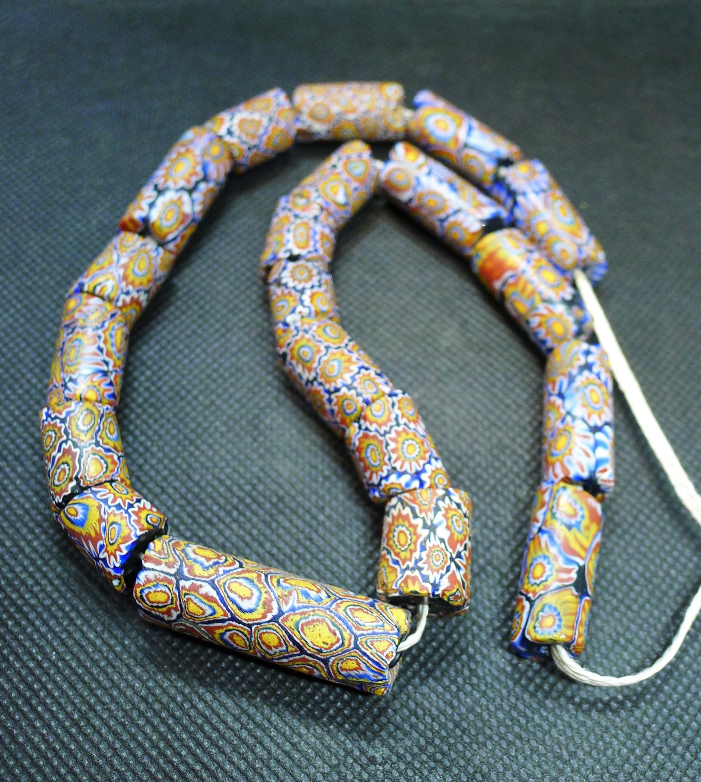 MILLEFIORI Murano Glass Beads Necklace Jewelry Antique Africa Venetian Glass Beads