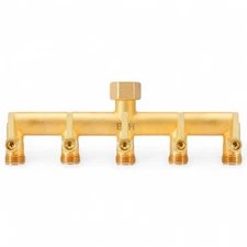 Heavy Duty 5 - Way Garden Hose Splitter, 3/4” Hose Manifold, Outdoor Hose 5-Way