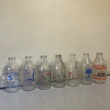 Advertising Glass Milk Bottles Dairy Advertisements Vintage Retro Collectable x7