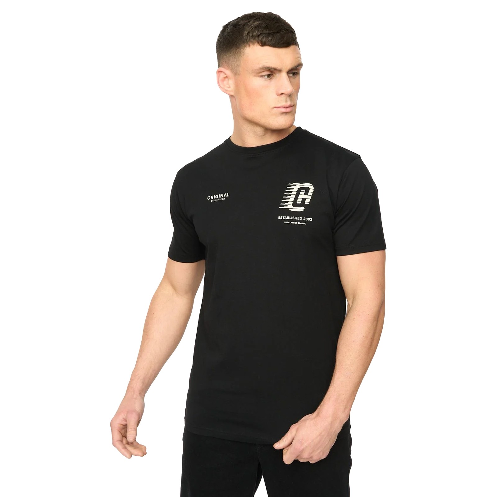 Crosshatch Morville Mens T-Shirt Casual Urban Fashion Top Black