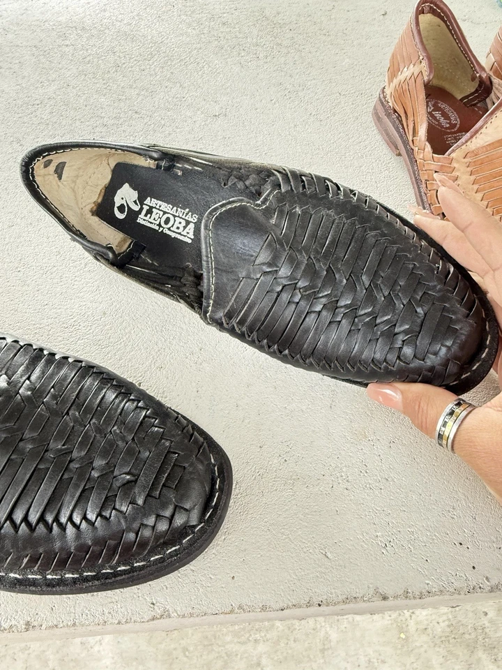 Hombres Hechos a Mano Auténticos Huaraches Mexicanos Talla 7 México -8 EE. UU. Foto 3 de 4
