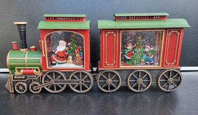 Schneekugel Glitzerkugel Zug 2-teilig Lok und Wagon mit LED und Glitzereffekt