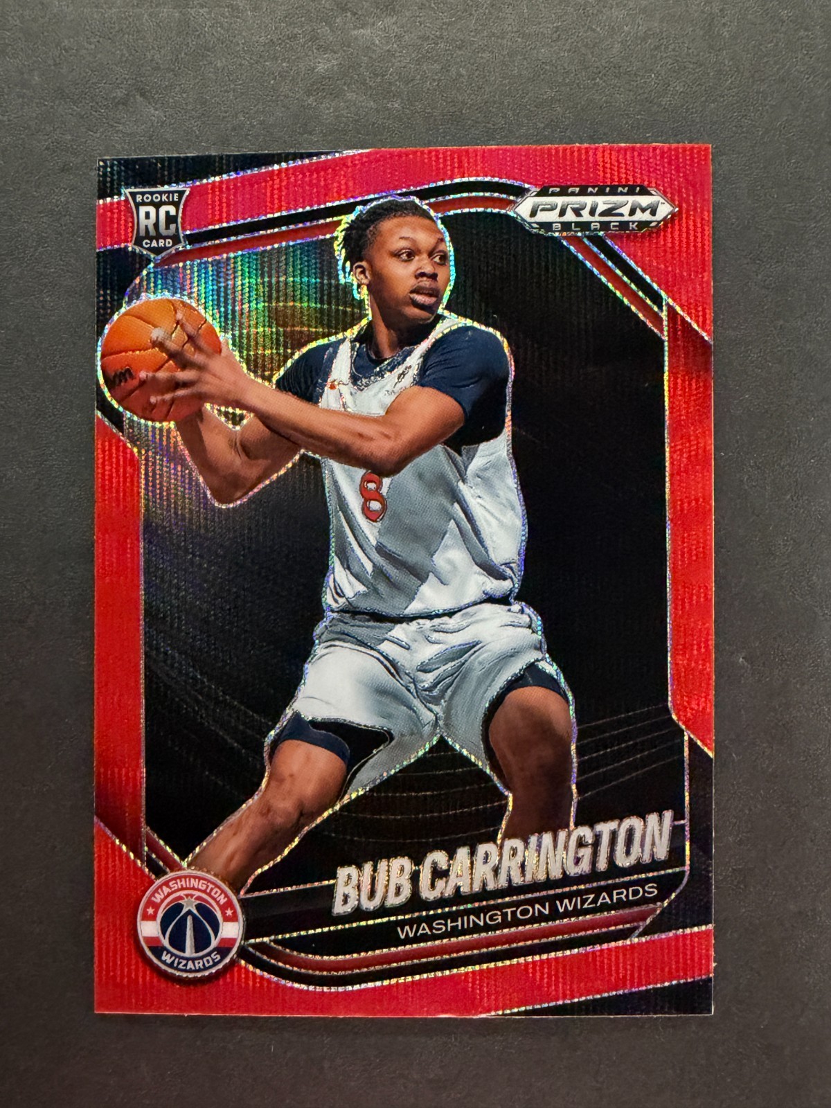 Bub Carrington 2024-25 Panini Prizm Black Rookie Ruby Wave #92