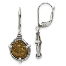 Sterling Silver And Bronze Ancient Coins Antiqued Widow's Dangle & Drop Earrings