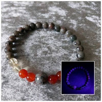 Solarflare Energy Bracelet - UV Glow Fire Beads, Citrine & Carnelian Crystals