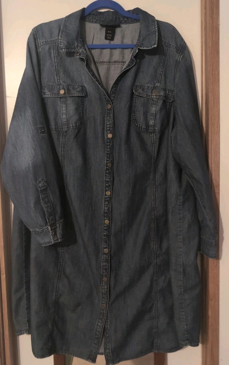 lane bryant denim shirt dress Denim Tiered Midi Dress