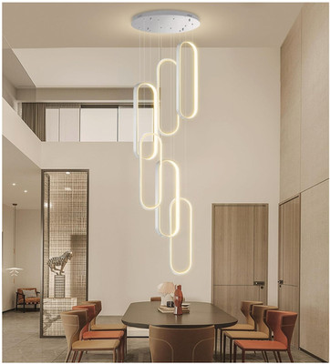 Dolria 6 Rings Modern Chandelier LED Dimmable Pendant - 78.7'' (Silver)