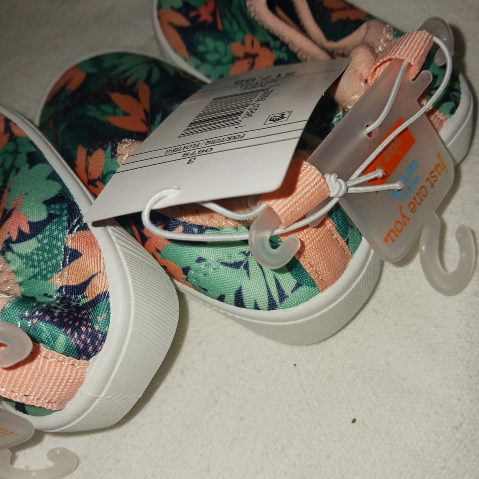 Flotadores para bebé Carters talla 3. Sin cordones floral rosa verde.  Lote de 2pr. Nuevo Foto 4 de 4