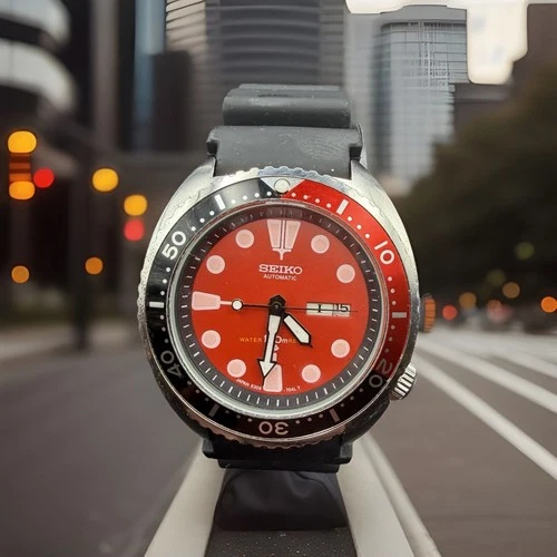 Vintage Seiko Diver Automatic – 6309-7040 – Red Dial – Day/Date