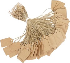 200 Pcs Price Tag with String Attached Writable Brown Kraft Paper Tags with Jute